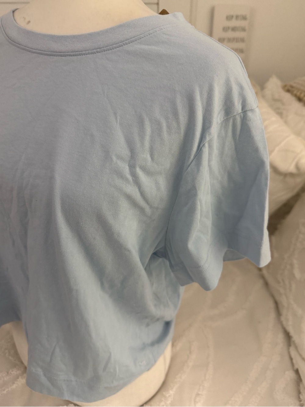 PINK Victoria's Secret Light Blue Short Sleeve Crewneck Tee - Picture 7 of 10